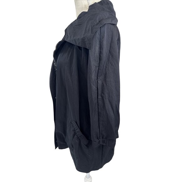 Bagatelle Womens Lightweight Jacket XL Black Oversized Collar & Elastic Waist - Picture 2 of 8